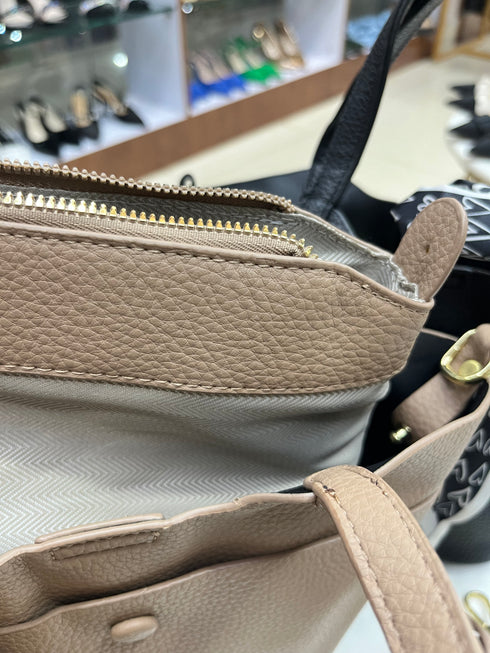 Litchi Embossed Shoulder Tote Bag with Inner Pouch